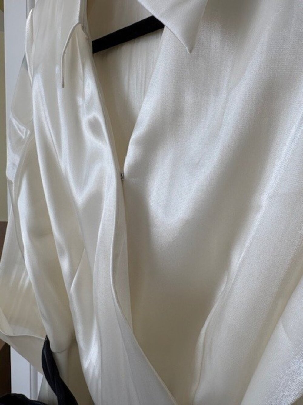 Coldwater Creek | Women's Elegant Ivory Wrap Blouse with Statement Waist Tie - Picture 3 of 4